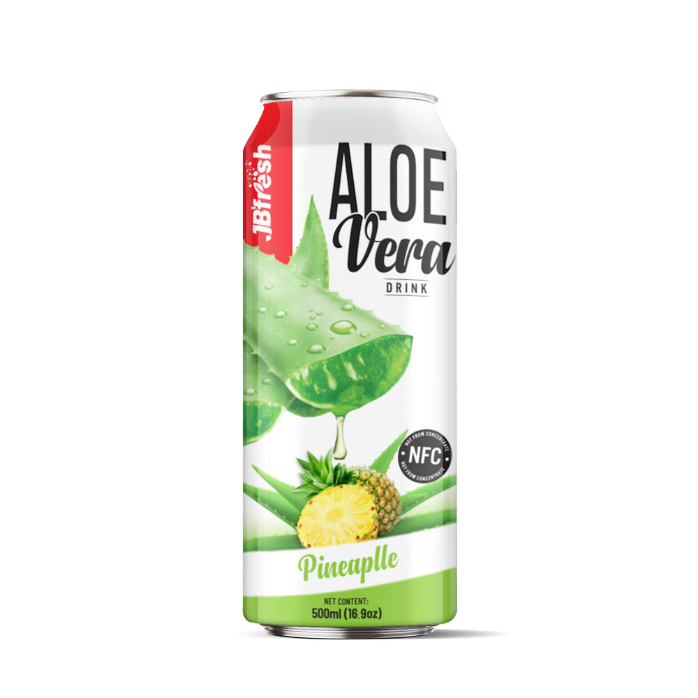 Canned 500ml 16 9 fl oz fresh aloe vera drink with pineapple flavor